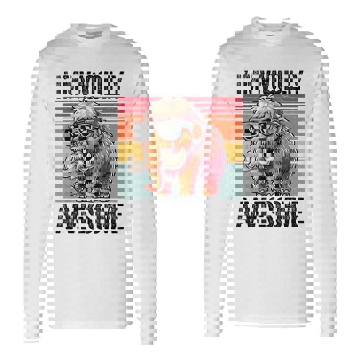 I'm Woolly Awesome 面白い レトロ メンズ レディース キッズ ウーリーマンモス 長袖Tシャツ