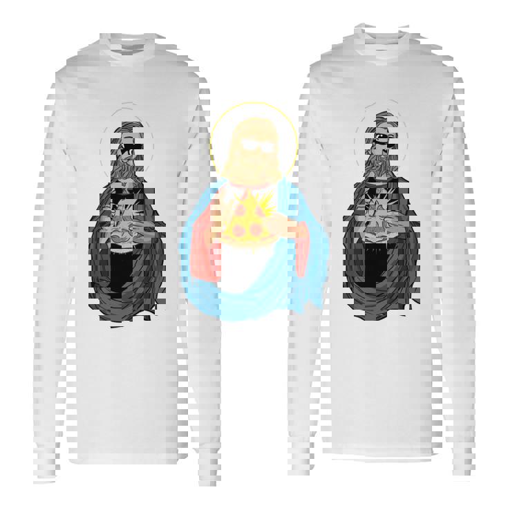 Jesus Holding A Pizza 長袖tシャツ 長袖Tシャツ