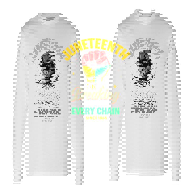 Junenth Breaking Every Chainince 1865 Fist Pride 長袖tシャツ 長袖Tシャツ