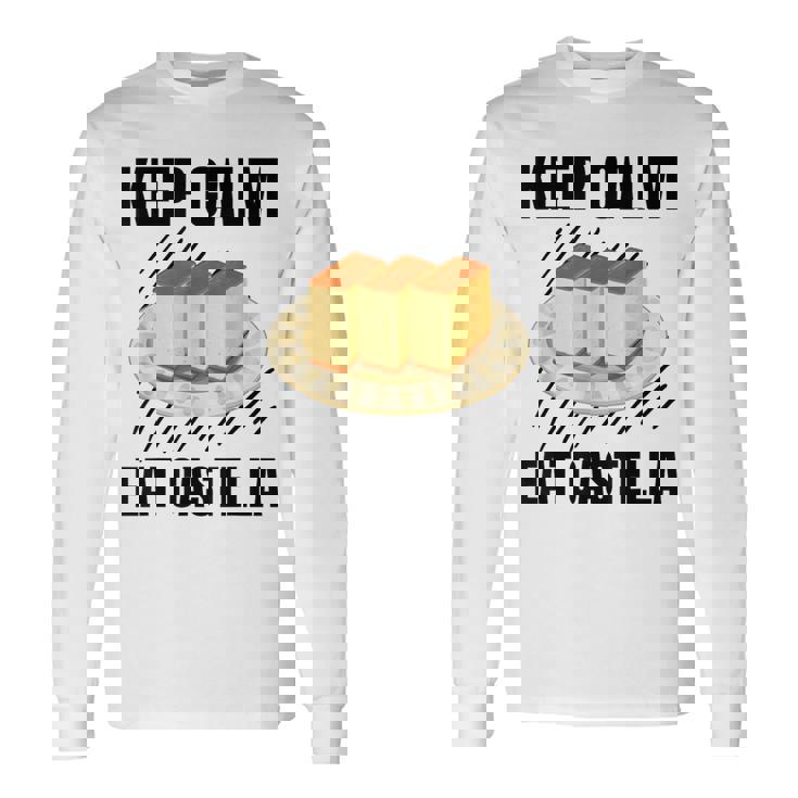 Keep Calm Eat Castella ヴィンテージ グランジ カステラ ケーキ好き 長袖Tシャツ