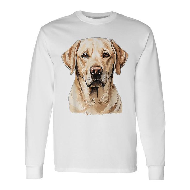 Labrador Cara Mascota Dibujo Ilustración Animal Labrador Camiseta de manga larga