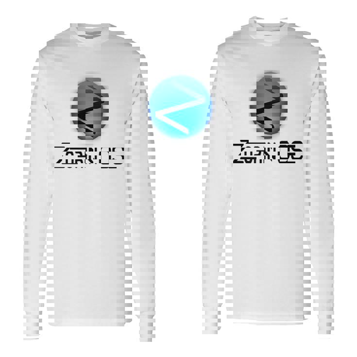 Linux Zorin Os タグラインとロゴ入り オープンソースos 長袖Tシャツ