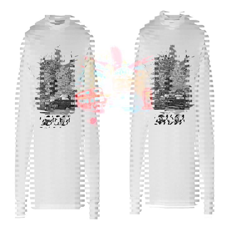 London Uk イギリス ノベルティ グラフィック お土産 ロンドン 長袖Tシャツ