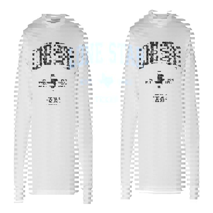 Lonetar Texas Tx ヴィンテージ アスレチック ネイビー スポーツデザイン 長袖Tシャツ