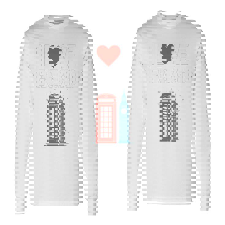 I Love Englandの象徴的なランドマークデザイン。 長袖tシャツ 長袖Tシャツ ギフトのアイデア