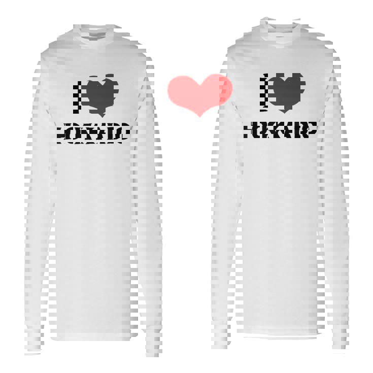 I Love Hokkaido 愛 ハート 北海道 日本 お土産 かわいい おしゃれ 長袖Tシャツ