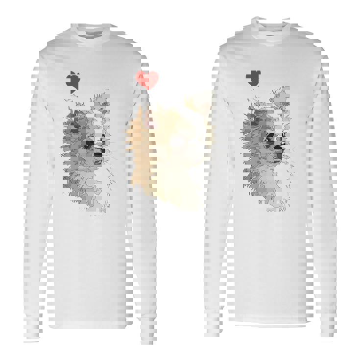 I Love Japan And Chihuahua 長髪 ちわわ ロングヘアママ 長袖tシャツ 長袖Tシャツ