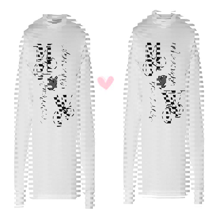 M&W カップル イニシャル 結婚式 記念日 新築祝い 長袖Tシャツ