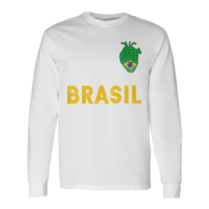 Maillot Brésil Football Brésil Drapeau Brésil Football T-shirt à manches longues