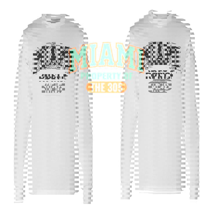 Miami Property 305 ストリートウェア マイアミシティカルチャースタイル 長袖Tシャツ ギフトのアイデア