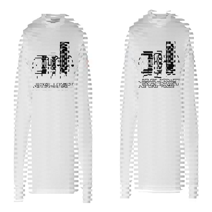 Never Forget カセットテープhs ゲーマー オールドスクール 面白い 長袖Tシャツ