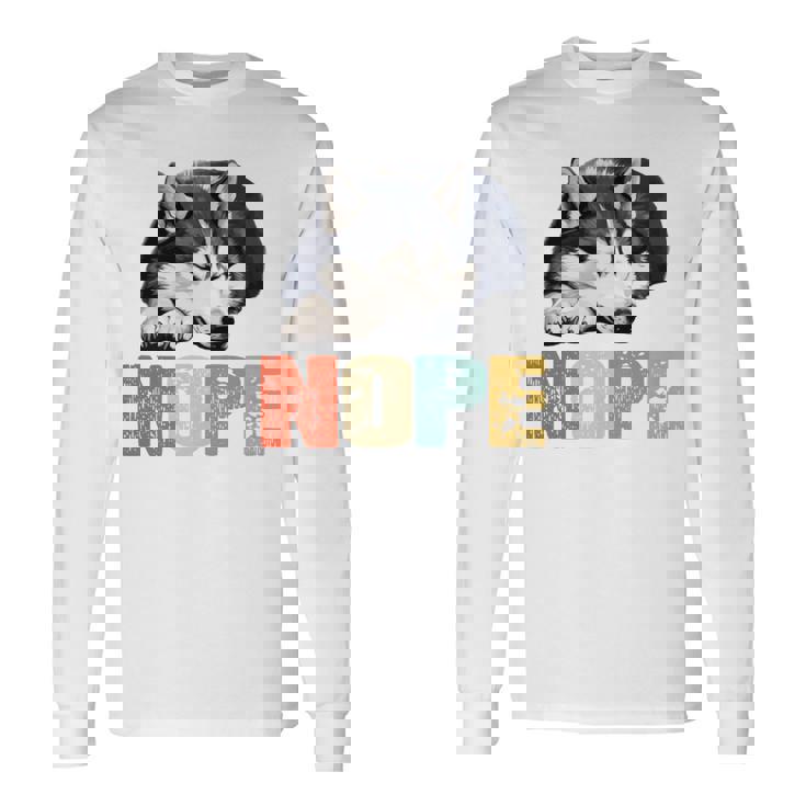 Nope 眠るシベリアンハスキーデザイン 長袖tシャツ 長袖Tシャツ