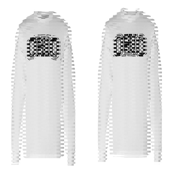 Ohio バーシティスタイル テキスト フラッグ スポーツ アスレチック ジャージスタイル 長袖Tシャツ