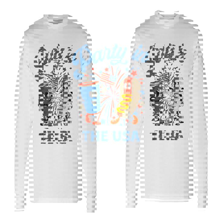 Party In The Usa Hot Dog Lover Usa 4Th Of July Long Sleeve T-Shirt