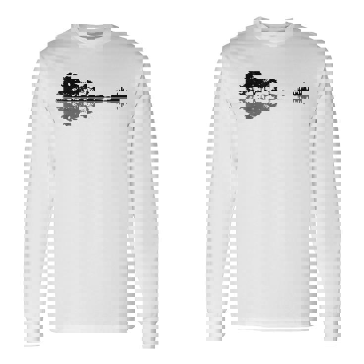 Rock Music Guitarra De La Madera Música Naturaleza Guitarra Camiseta de manga larga