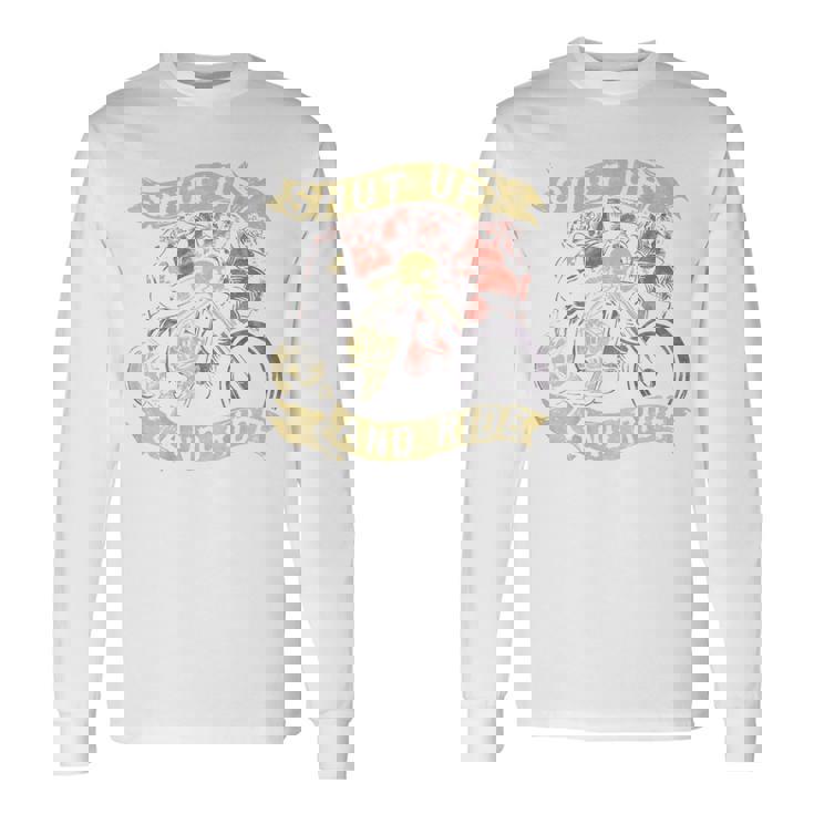 Shut Up And Ride スカルバイクシャツ バイカー グリムリーパー 長袖Tシャツ