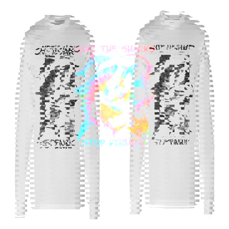 Stop Finning ジンベエザメ シュモクザメサメの種類タイダイ 長袖tシャツ 長袖Tシャツ