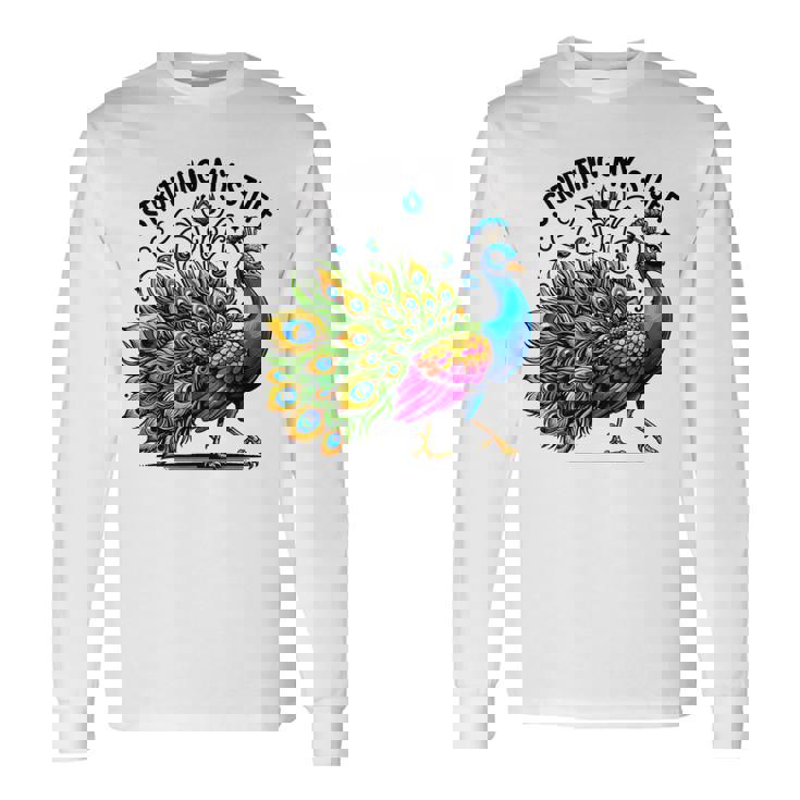 Strutting Mytuff カラフル 孔雀好き 長袖Tシャツ