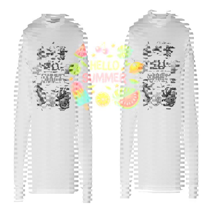 Summeribes ビーチバケーション ハローサマー トロピカル 楽しいデザイン 長袖Tシャツ ギフトのアイデア