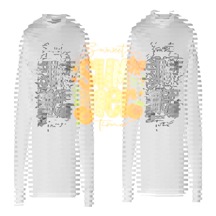 Sweetummer Time 鮮やかなフローラルピーチ 長袖tシャツ 長袖Tシャツ
