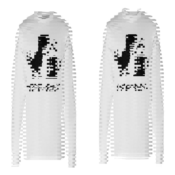Tea Rex Pixel 8ビットゲーム恐竜 長袖Tシャツ