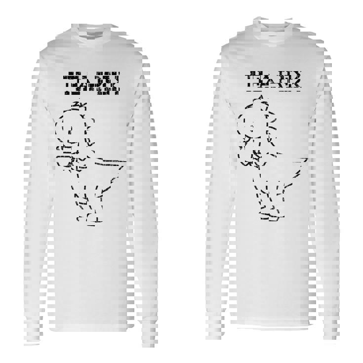 Tea-Rex おもしろドリンクグラフィック 長袖Tシャツ