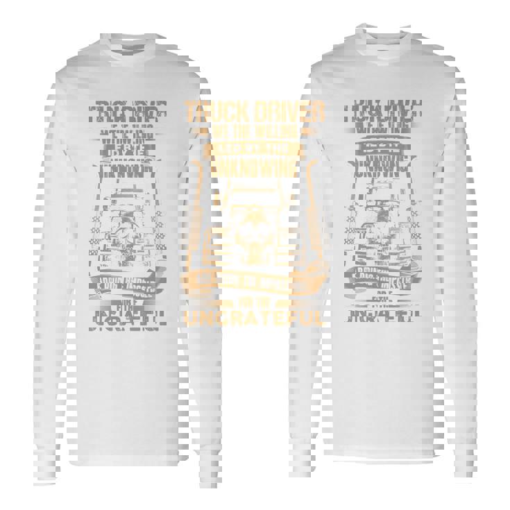 Truck Drivers Fun Truckers トラッキング スカル バックサイド 長袖tシャツ 長袖Tシャツ