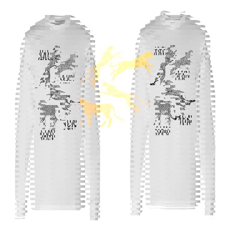 Type Of Cheetahs Breeds Collection、チータープリント、ビッグキャット 長袖Tシャツ