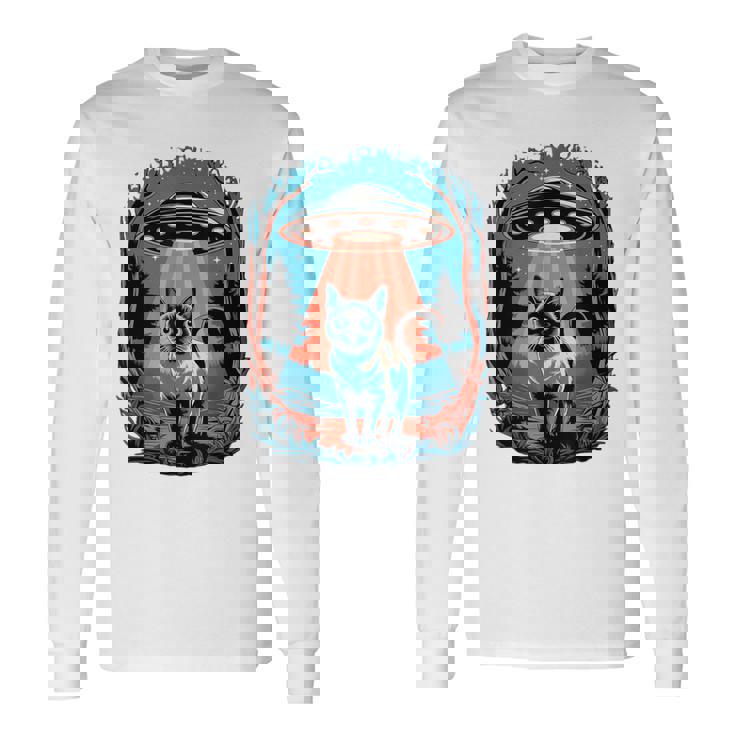 Ufo 猫誘拐 星空の下で 長袖Tシャツ
