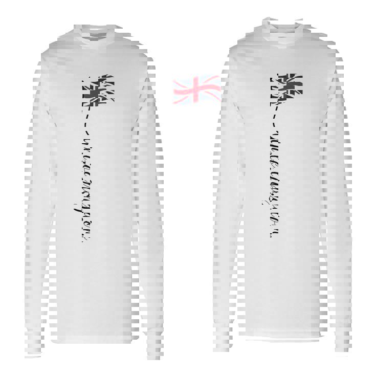 Uk United Kingdomignature ユニオンジャックフラッグポール背面に 長袖Tシャツ