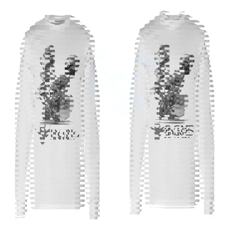 V8 エンジン 長袖Tシャツ