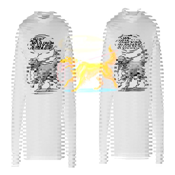 Walkies 犬の散歩 ゴールデンレトリバー 面白い犬好きデザイン 長袖Tシャツ