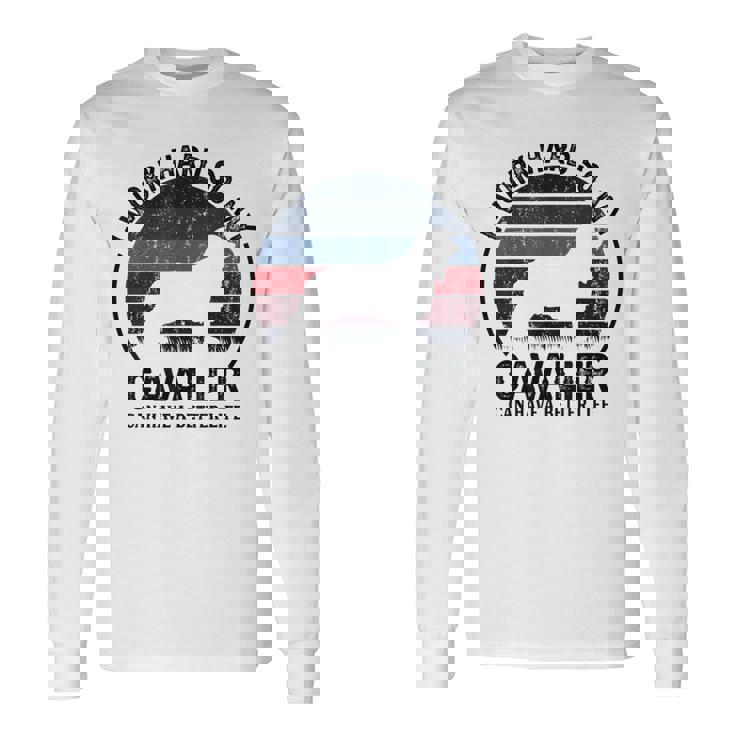 Work Hardo Dog Have Life 面白いレトロキャバリア 長袖Tシャツ