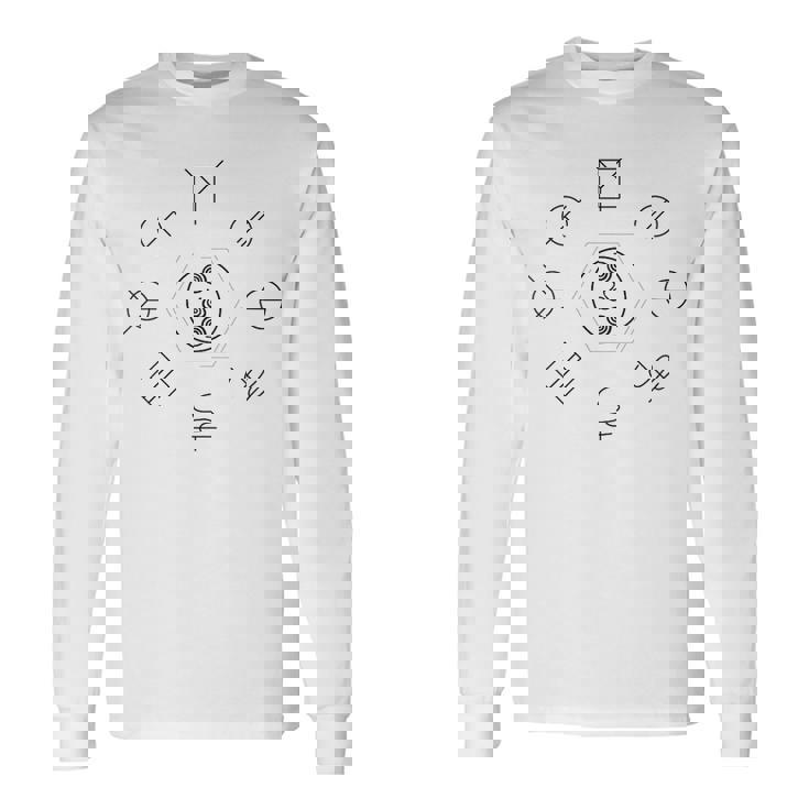 「まんなか／とほかみえみため」 あうわ 黒文字 ホツマ ヲシテ とほかみえひため 言霊 かっこいい 地味めバックプリント 長袖Tシャツ