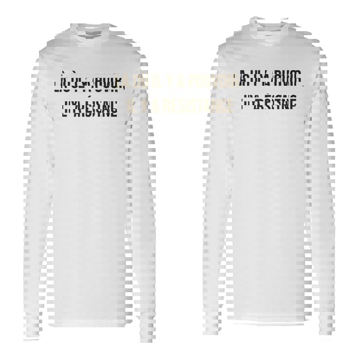 「パワーがあるところ、抵抗がある」 フーコー。 長袖Tシャツ