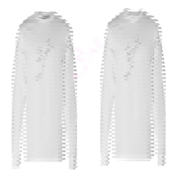 「桜／とほかみえみため 白文字」 言霊 ホツマ文字 ヲシテ文字 とほかみえひため 桜 神社 開運 お守り バックプリント 長袖Tシャツ