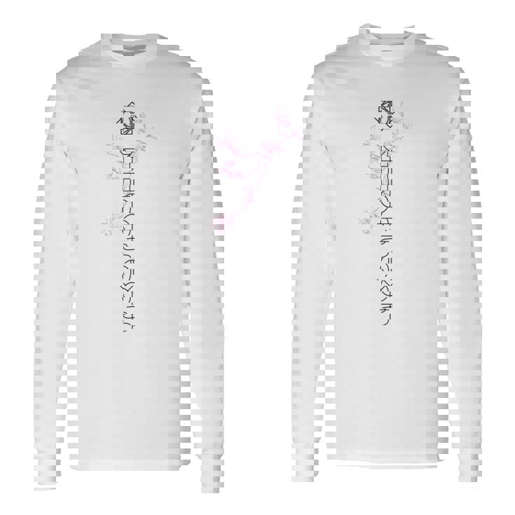 「桜／とほかみえみため」 言霊 ホツマ文字 ヲシテ文字 とほかみえひため 桜 神社 開運 お守り バックプリント 長袖tシャツ 長袖Tシャツ