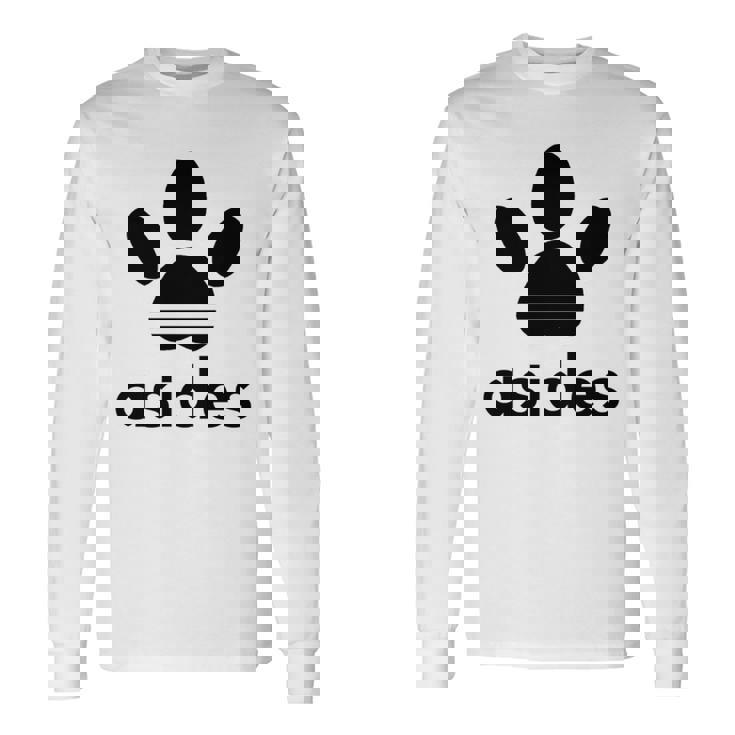 【バックプリント・背中側】Asides アシデス 足です。肉球です。【変なtシャツ屋】スポーツ ブランド パロディ 面白 長袖tシャツ 長袖Tシャツ