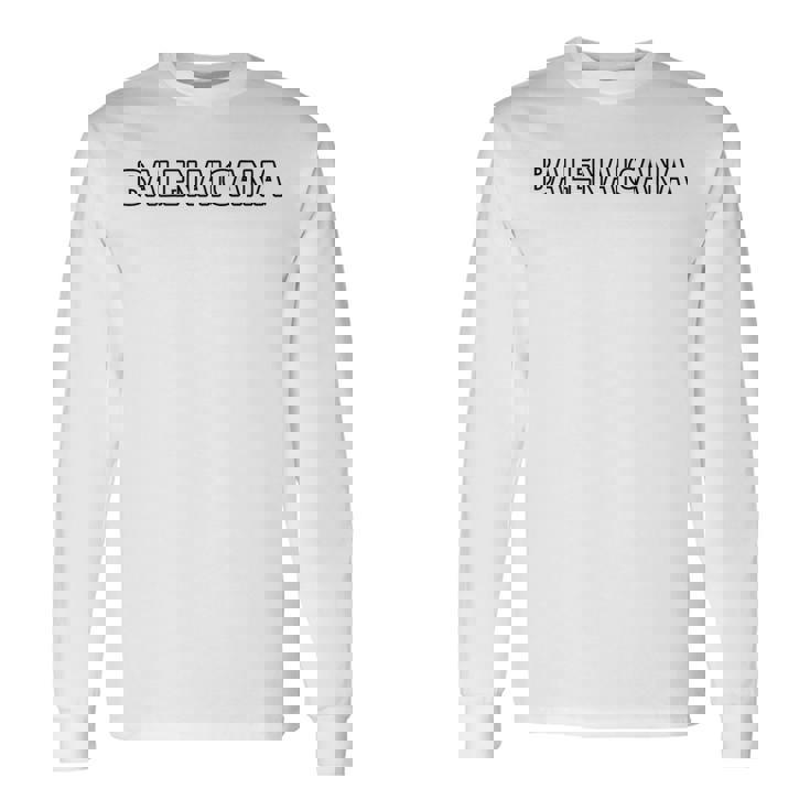 【バックプリント・背中側】Balenaicana《ばれないかな》ホワイト 白 ロゴ【変なt】ブランド パロディ 面白 長袖Tシャツ