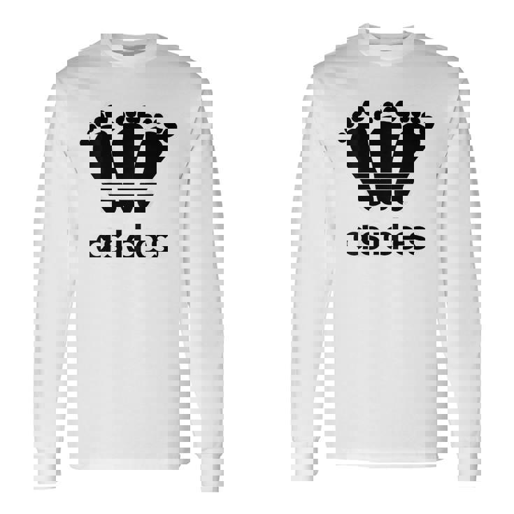 【バックプリント・背中側】アシデス Asides 足です。【変なデザイン屋さん】スポーツ ブランド パロディ 面白 長袖Tシャツ