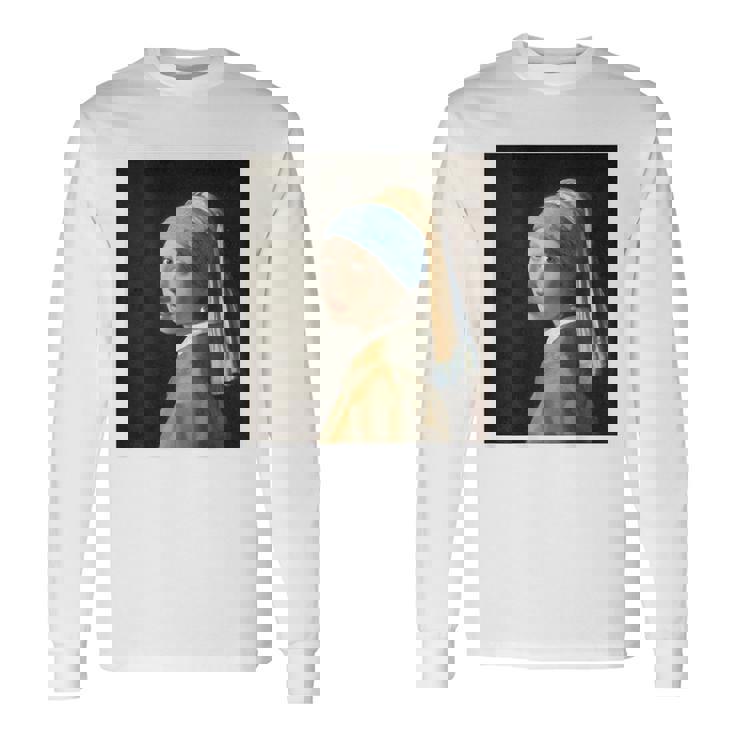 【バックプリント・背中側】真珠の耳飾りの少女／フェルメール【世界の名画】（高精細画像）Vermeer 美術館アート 油絵 長袖Tシャツ