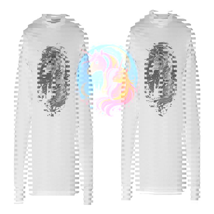 お揃いのママと娘 ユニコーン ナイトシャツ 母の日 長袖tシャツ 長袖Tシャツ ギフトのアイデア