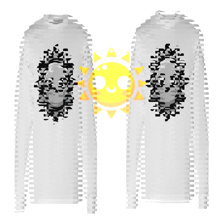 かわいい 漫画 太陽 放射 オレンジ イエロー 愛らしい 長袖Tシャツ