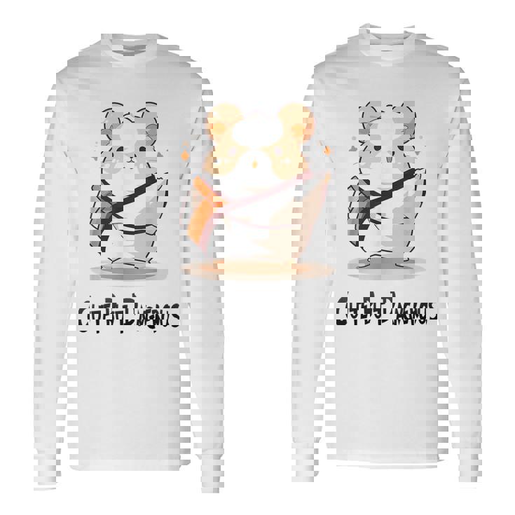 かわいいけど危険な面白いハムスター空手 長袖Tシャツ