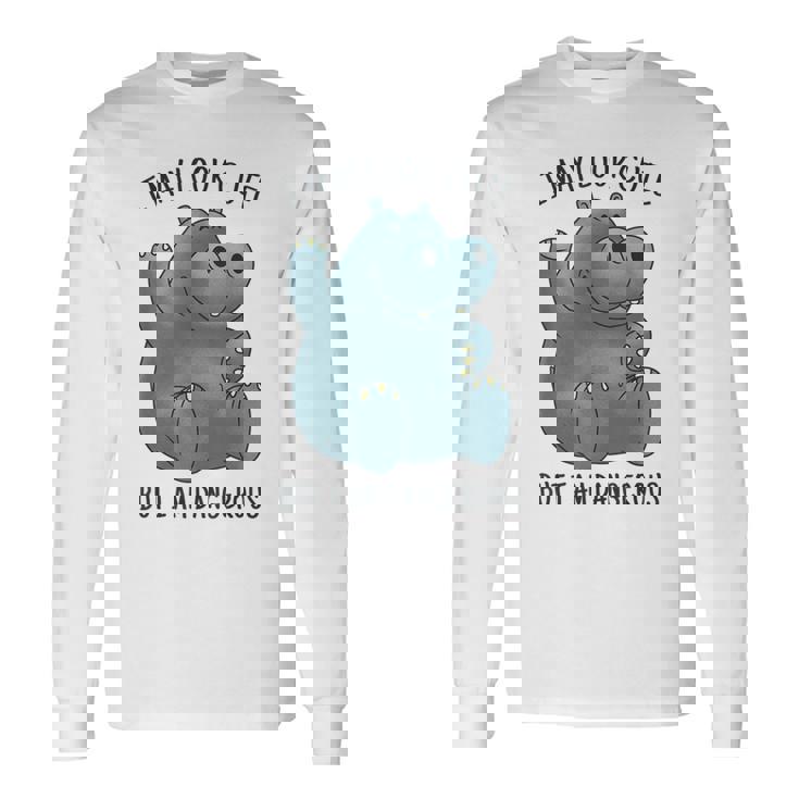 かわいいグレーカバ 長袖Tシャツ