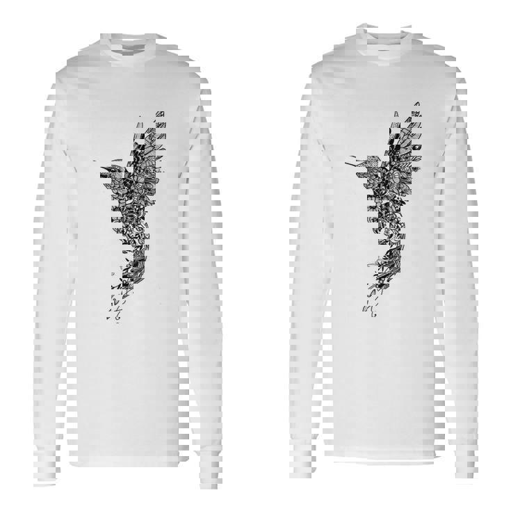 かわいいマンダラ ハチドリ レディース メンズ シャツ 長袖Tシャツ ギフトのアイデア