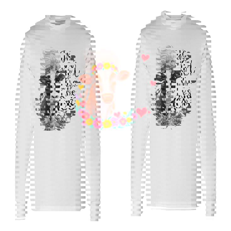 かわいい牛 ただの牛を愛する少女 長袖tシャツ 長袖Tシャツ