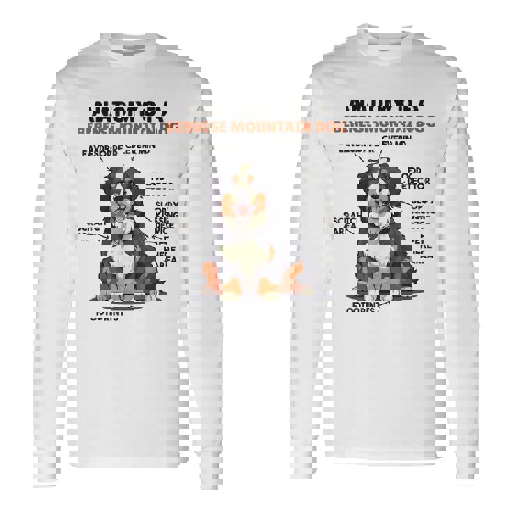 かわいい犬の説明 バーニーズ・マウンテン・ドッグの解剖学 長袖Tシャツ