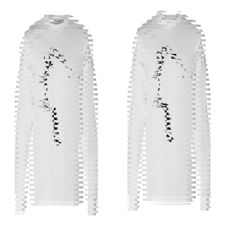 かわいい猫のシルエット 長袖Tシャツ