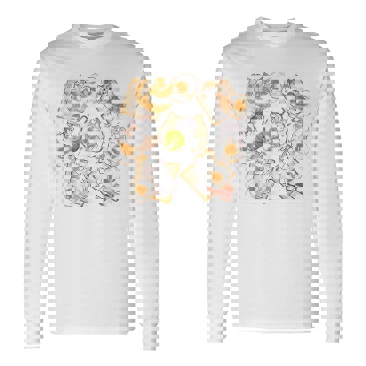 かわいい猫のパンおかしな猫と卵好き。 長袖Tシャツ